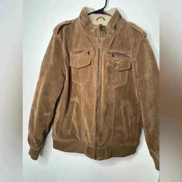 Levi’s Aviator Bomber Faux Suede Sherpa Lined Size Large - Picture 2 of 9